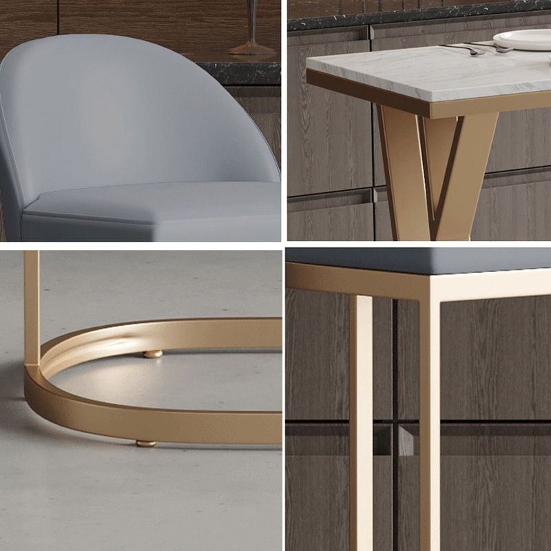 Glam Style 1/2/5 Pieces Bar Table Set Rectangle Bar Table with Metal High Stools for Home