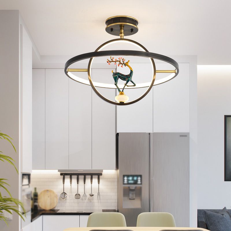 Modern Style Linear Shade Ceiling Light Metal Ceiling Light Fixture for Bedroom