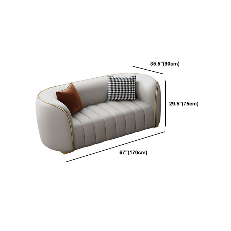 Modern Genuine Leather Sofa for Living Room Tuxedo Arm Sofa with Tight Back