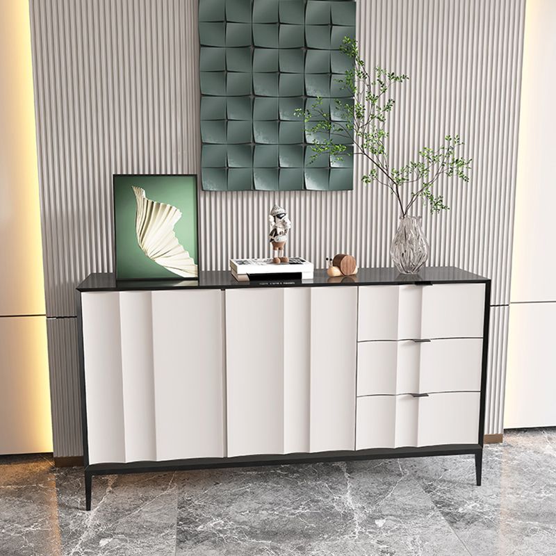 Contemporary Dining Server Engineered Wood Buffet Server with Drawers for Living Room