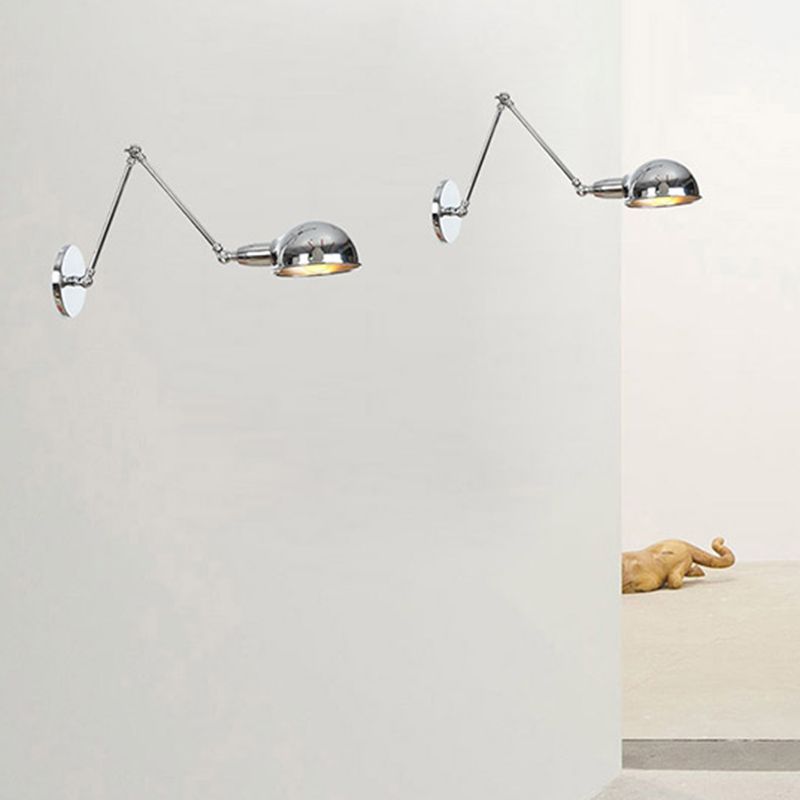 American Style Metal Wall Light Chrome Adjustable Wall Sconce for Bedroom