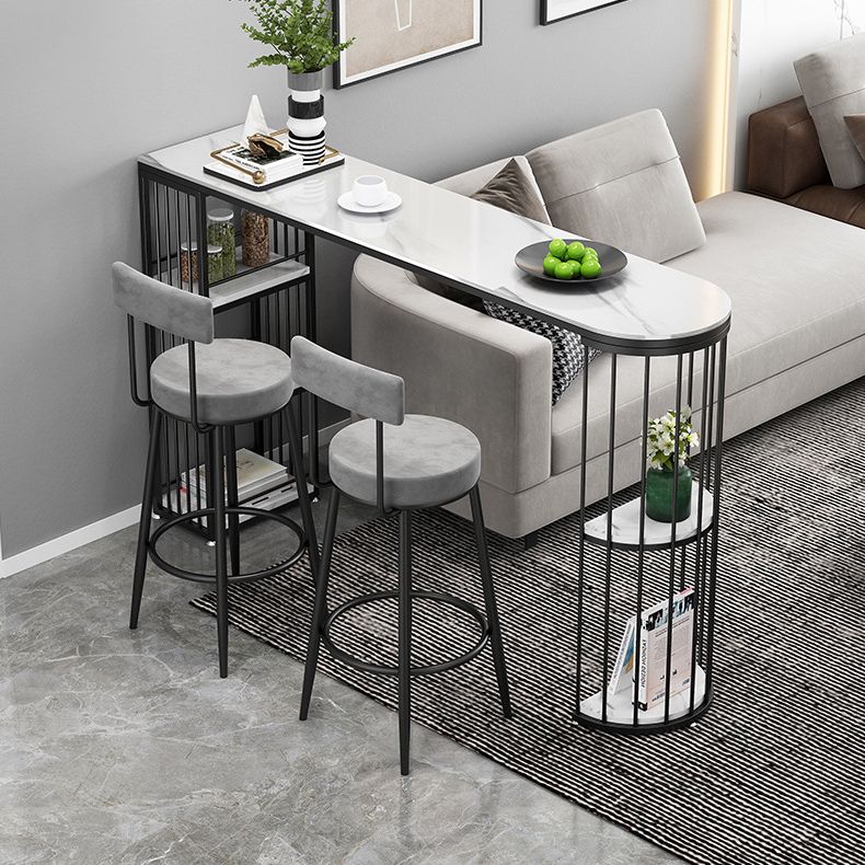 Stone Bar Table Set Glam 1/3 Pieces Fixed Counter Height Table Set for Indoor