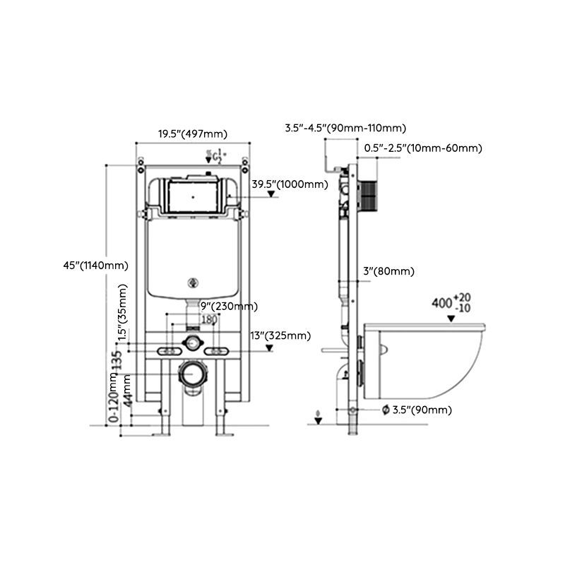 Modern Ceramic Flush Toilet Wall Mount White Urine Toilet for Washroom