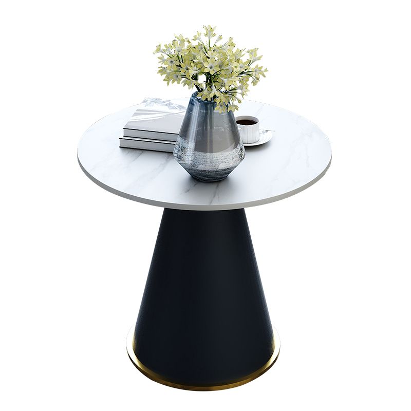 Minimalist Pedestal Side Table Round Slate Sofa End Table for Living Room