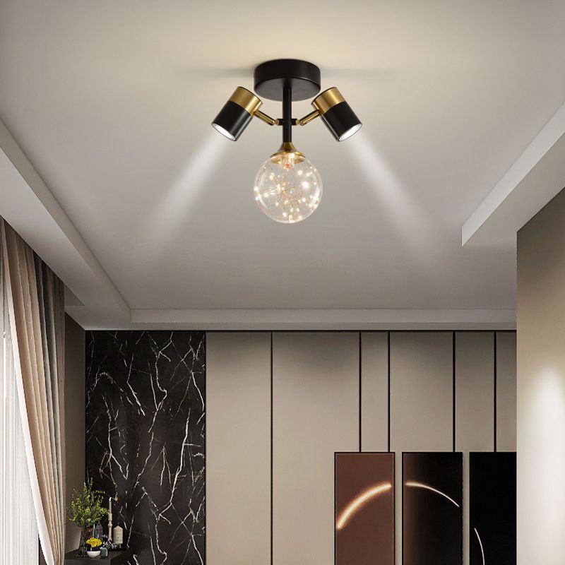 Contemporary Ceiling Light Fixture Metal Semi Flush Mount in Black for Corridor