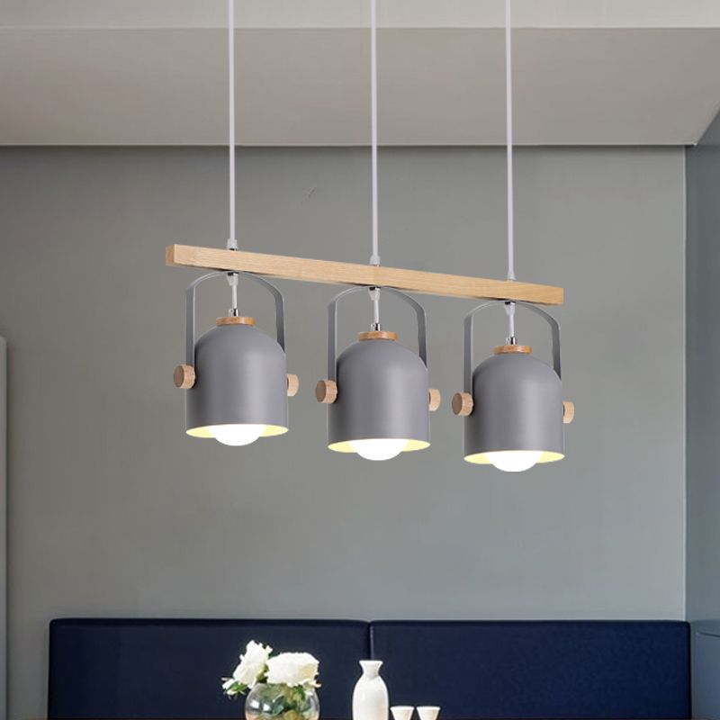 Lampadario lineare a cupola bianca/grigia a cupola 3/4 teste di metallo nordico luce sul tavolo da pranzo