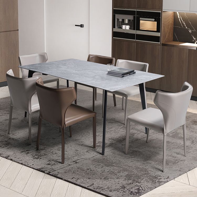 Modern Leather Armless Dining Chair Wingback Side Chair for Restaurant Use