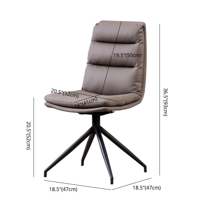Moderne Leder -Armless Essstuhl gepolsterte Seitenstühle mit Metallbeinen