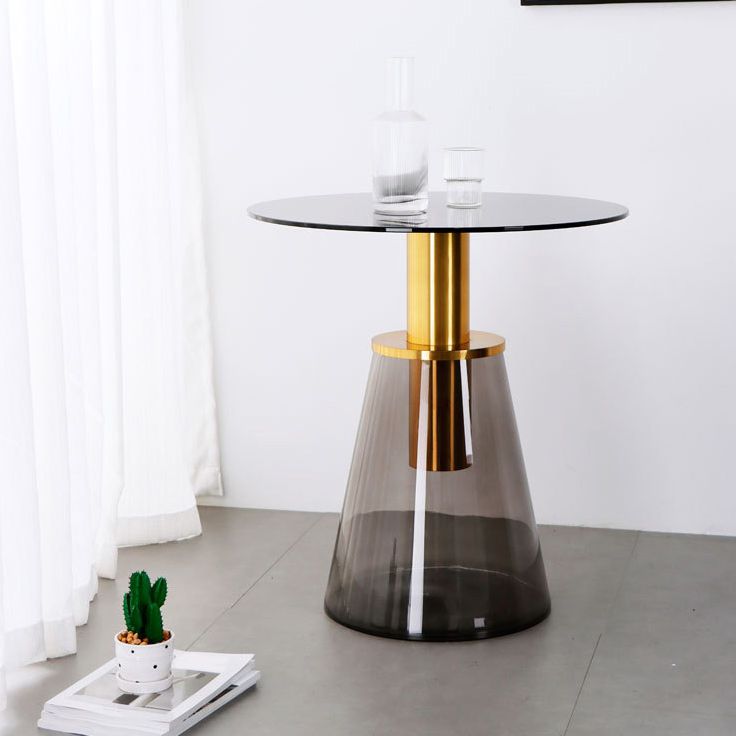 25.2" Tall Contemporary Style Side End Table Glass Pedestal Round Sofa Side Accent Table