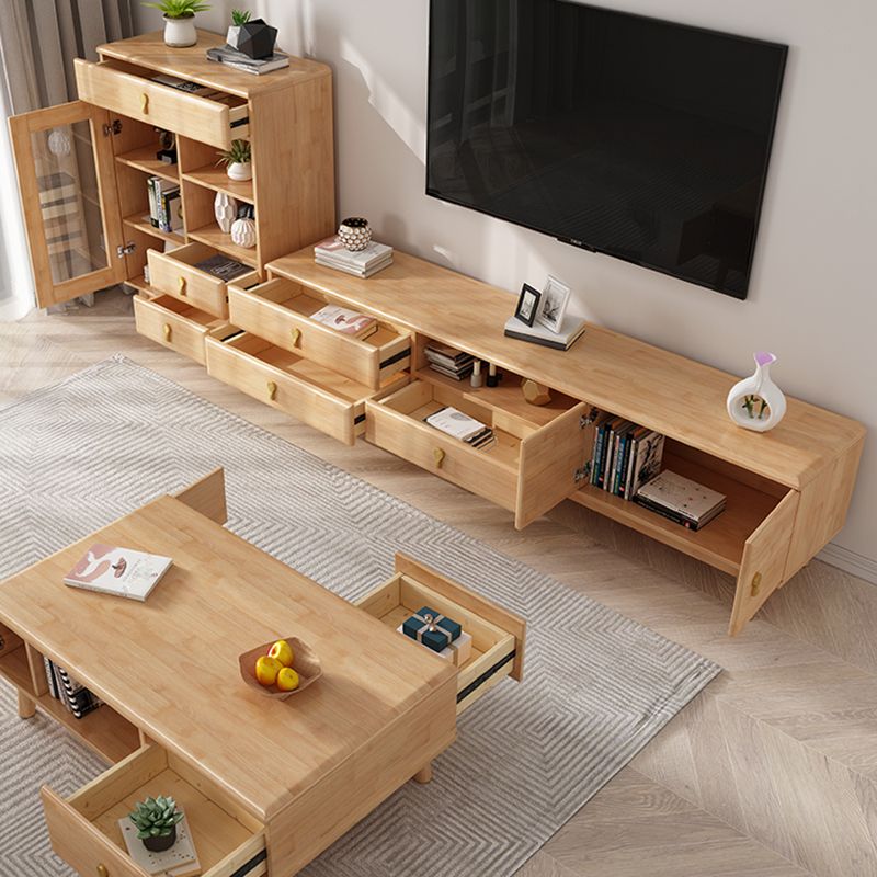 19.69"H TV Stand Contemporary Style Solid Wood TV Console with 3 Drawers