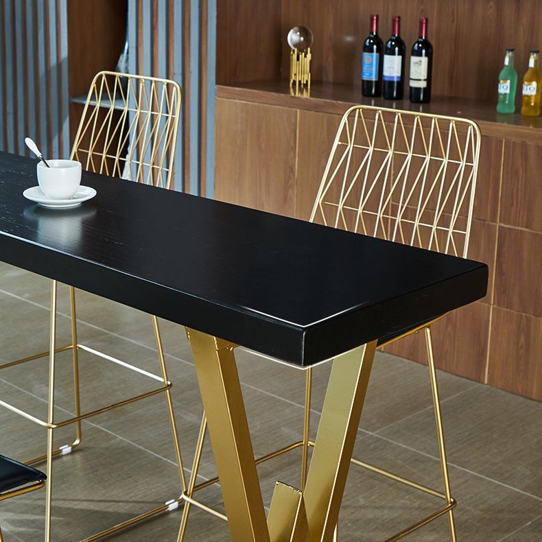 42-inch Height Cocktail Bar Table Nordic Black Wood Top Table for Dining Room