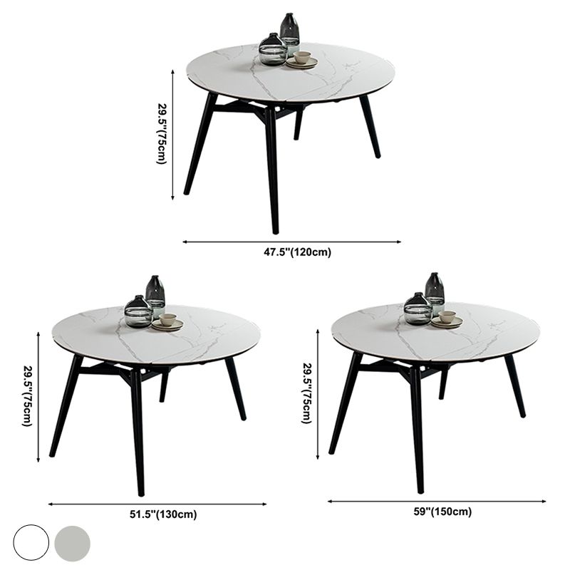 Sintered Stein ausziehbarer runder Esstisch moderner verstellbarer Tisch mit Metall 4 Beinen