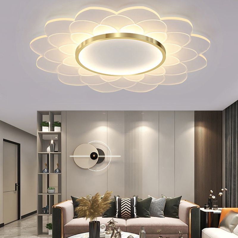 Nordic Style Ceiling Light Flower Flush Mount with Acrylic for Bedroom