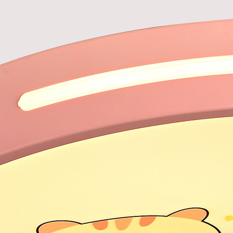 Round Shape LED Ceiling Lamp Kids Style Iron 1 Light Flush Mount for Dining Room