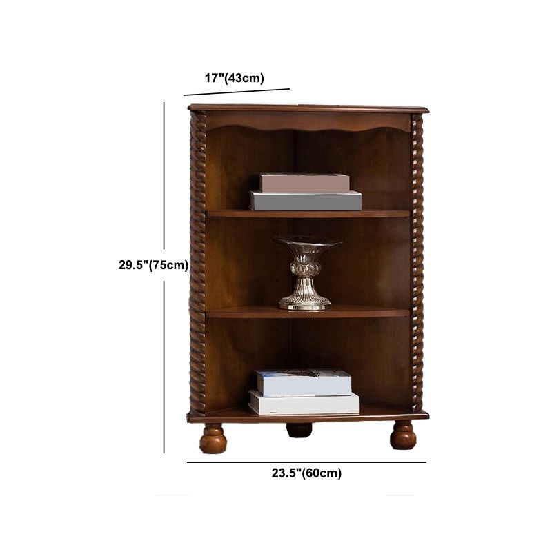 Contemporary Solid Wood Corner Chest, Brown Accent Chest with Shelves