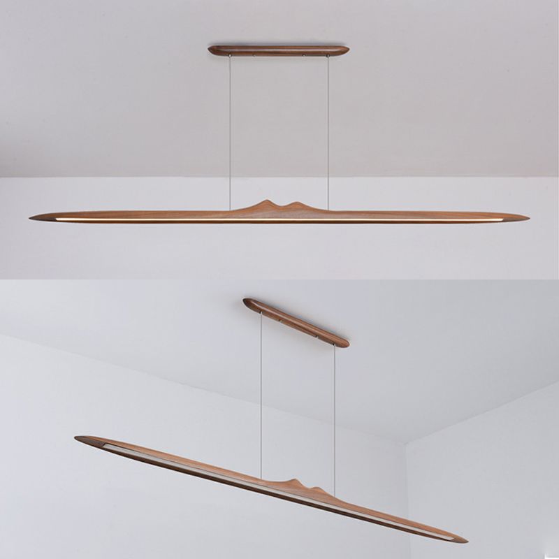 Wood Hanging Pendant Lights Nordic Modern Linear Hanging Lamps for Tea Room