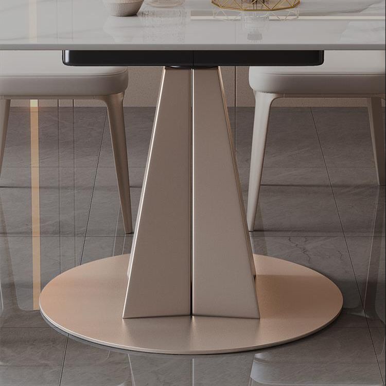 Simplicity Style Round Dining Table Stone Drop-Leaf Home Furniture