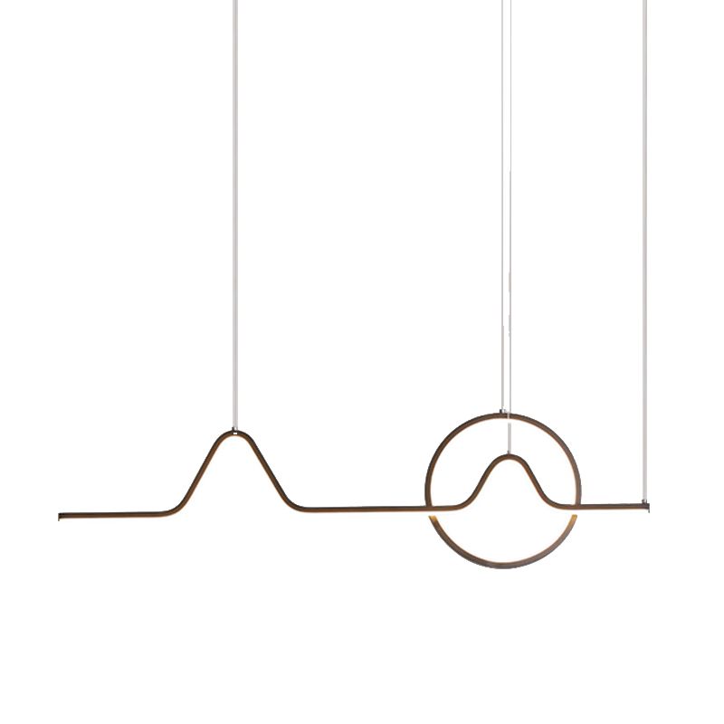 Linear Shape Chandelier Lighting Modern Style Metal 2 Lights Island Lamps in Gold/Black