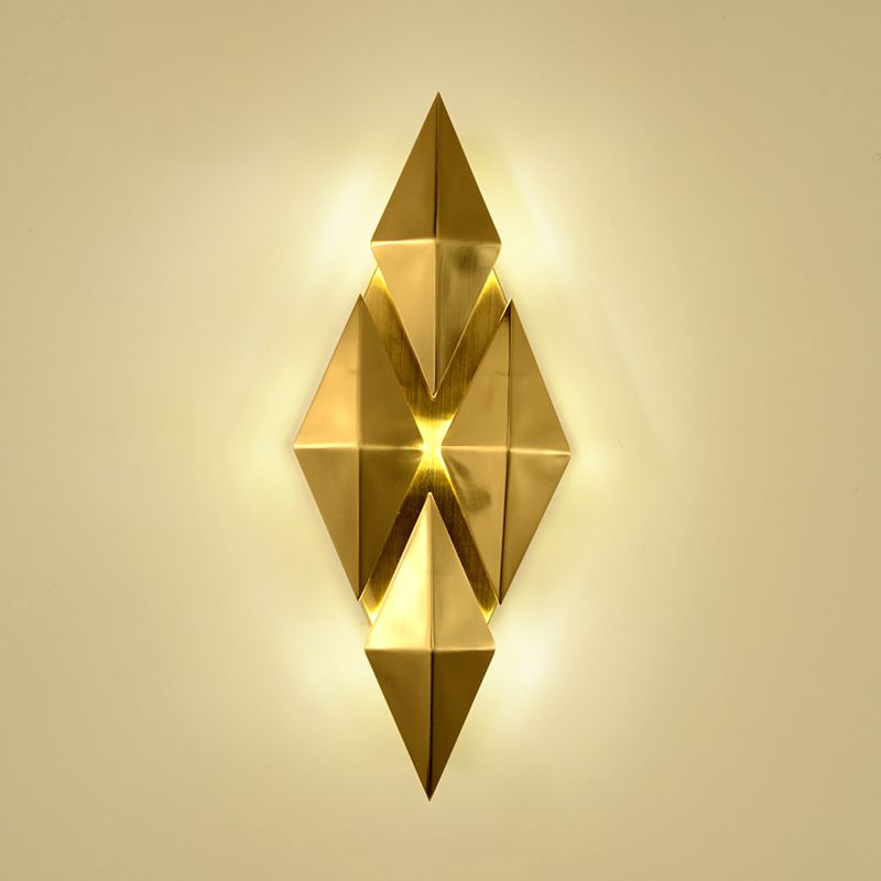 Electroplated Gold Diamond-shaped Wall Lamp Post-modern Style Metal Geometric Sconce Lights for Living Room