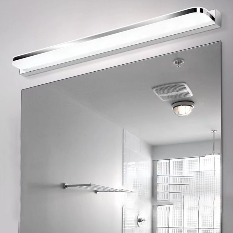 White Vanity Lamp Modern Minimalist Style Linear Wall Lamp for Bathroom