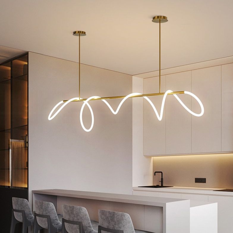Linear Silica Gel Island Light Fixture Modern Ceiling Pendant Light for Living Room