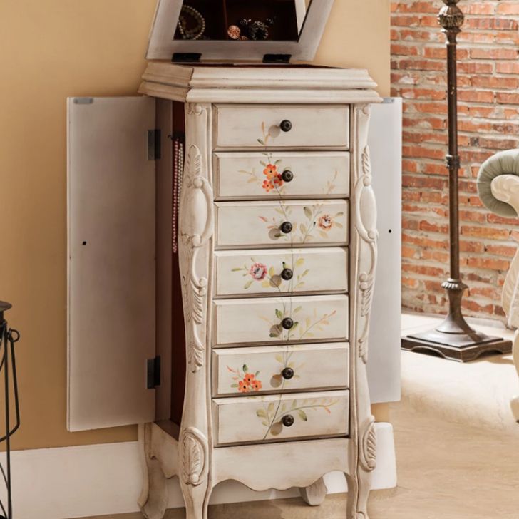 Contemporary Glam Storage Dresser Rubber Wood Storage Chest Dresser for Bedroom