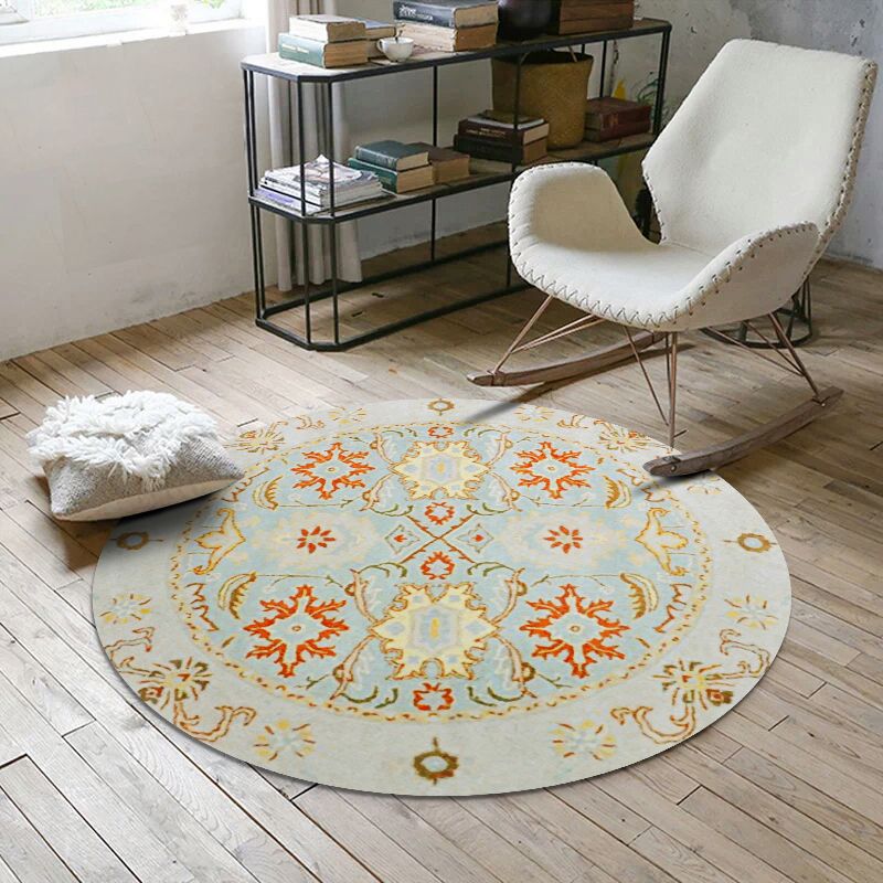 Nostalgic Multicolor Moroccan Rug Polypropylene Floral Area Carpet Washable Anti-Slip Backing Pet Friendly Rug for Home