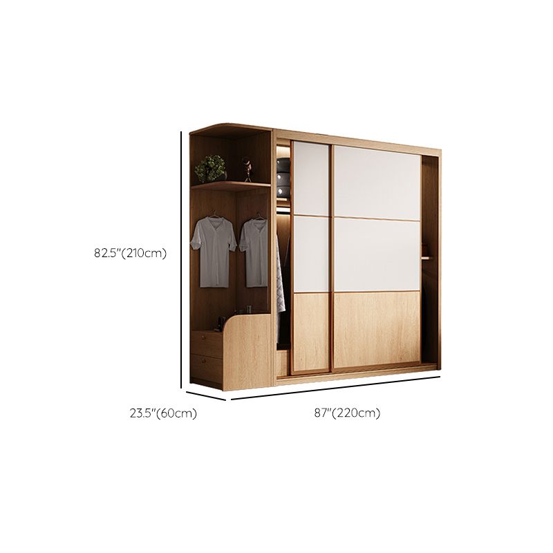 Sliding Engineered Wood Wardrobe Cabinet with Drawer Modern Wardrobe Closet