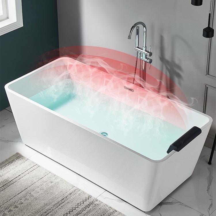 Modern Acrylic Home Bathtub Rectangular Freestanding Bath Tub in White