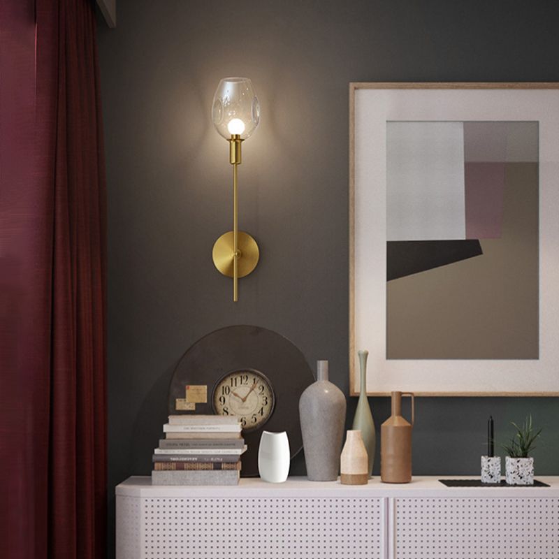 1 Light Wall Mounted Light Fixture Modern Wall Mounted Lighting in Gold