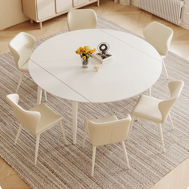 Extendable 1/5/7 Pieces Furniture Sintered Stone Dining Set in White