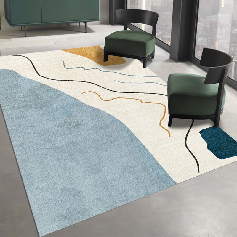 Modern Living Room Carpet Abstract Pattern Area Rug Polyester Washable Carpet with Non-Slip Backing