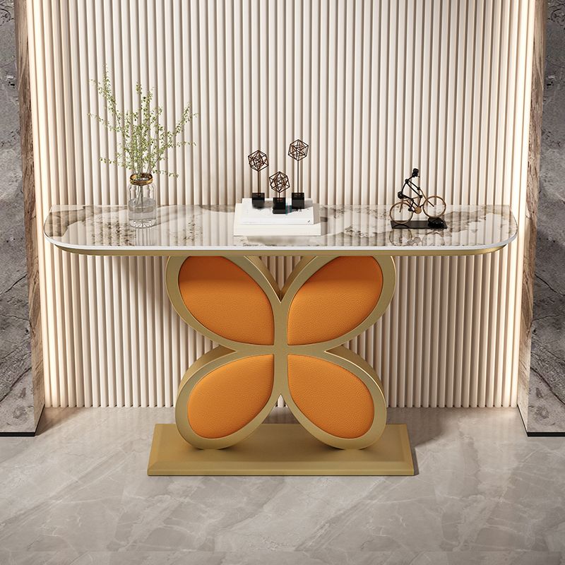 Stone Half Moon End Table 1-shelf 31.5-inch Tall Accent Table