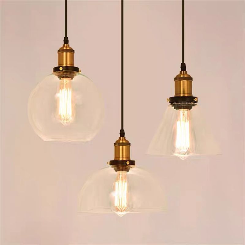 Suspended Lighting Fixture Industrial Glass Shaded Pendant Ceiling Light for Dinning Room