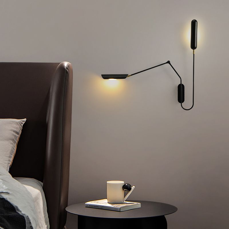 Black Modern Wall Sconce Geometric Shape Wall Light with Metal Shade for Living Room
