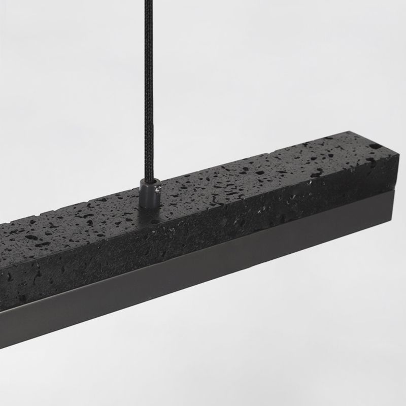 1-Light Island Lighting Postmodern Style Linear Shape Metal Chandelier Lamp in Black