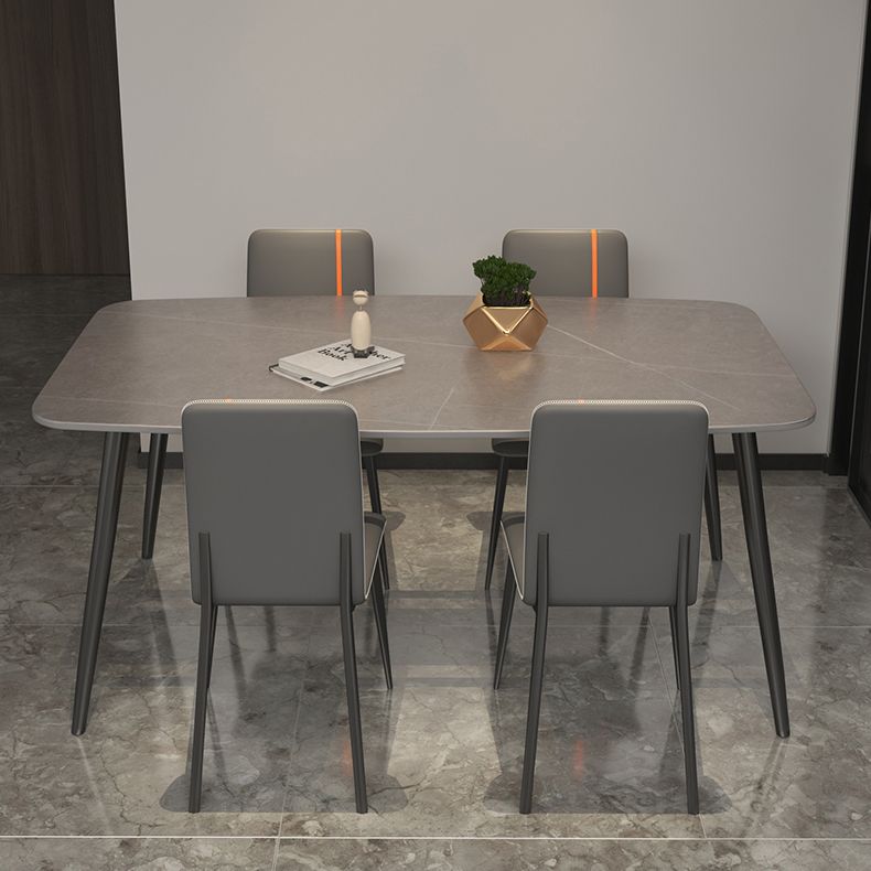 Sintered Stone Indoor Table in Grey Industrial Kitchen Table with 4 Legs