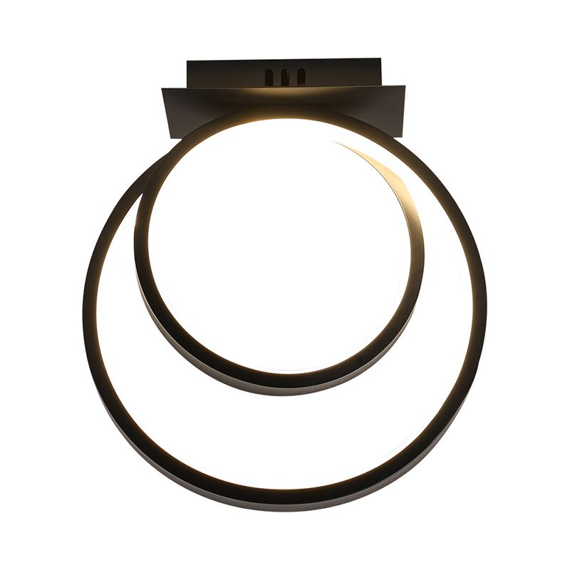 Black Ripple Flush Light Modern Acrylic LED Close to Ceiling Lighting in Warm/White Light for Corridor