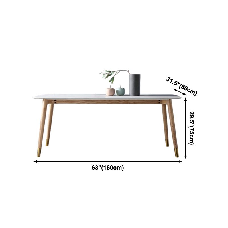 Sintered Stone White Tone Dining Table Luxury 4 Legs Table for Dining Room