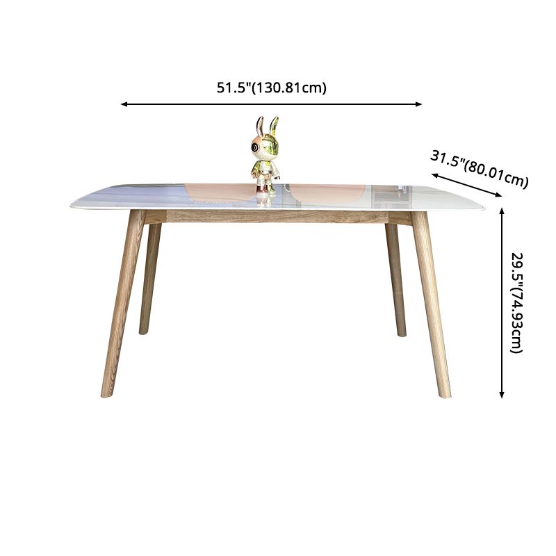 Glam Kitchen Dining Room Set Standard Height with¬†Rectangle Top and Solid Wood Legs Dining Furniture