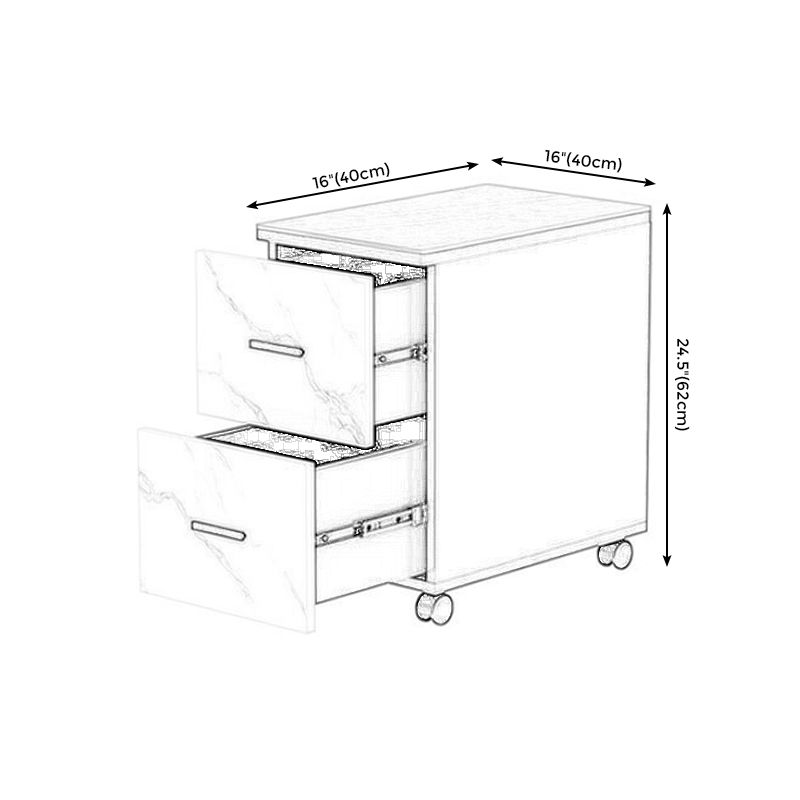 Contemporary 1-Door 2-Drawer Side Table with Casters - 24.4" H