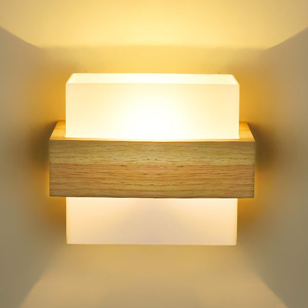 Wood Frame Wall Lighting Contemporary Single Head Wood Sconce Light Fixture for Living Room