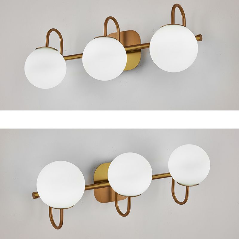 Global Glass Shade Vanity Wall Sconce Metal Armed Vanity Mirror Lights for Bedroom Bathroom