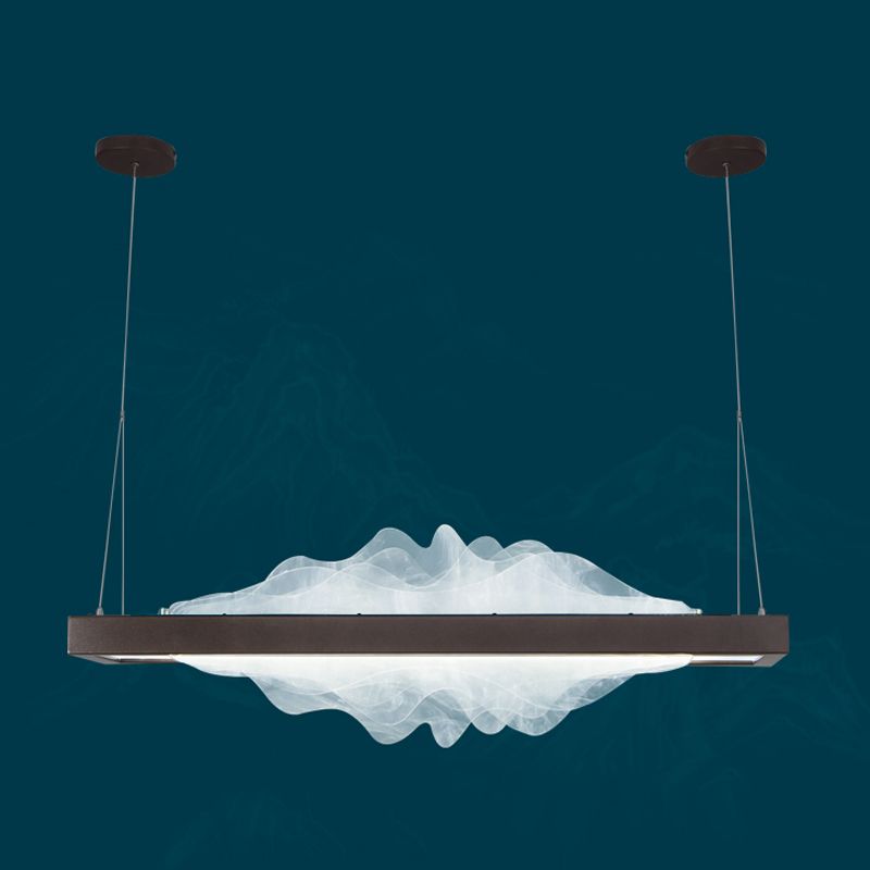 Modern Metal Pendant Lighting Rectangle 1-Light Island Lights