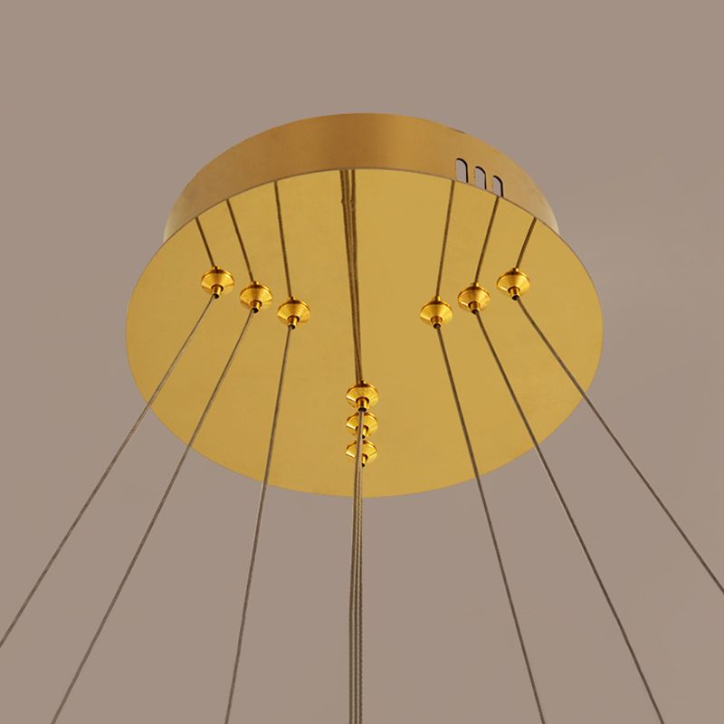 Multi-Layer Living Room Pendant Chandelier Metal LED Modern Hanging Light Kit in Gold