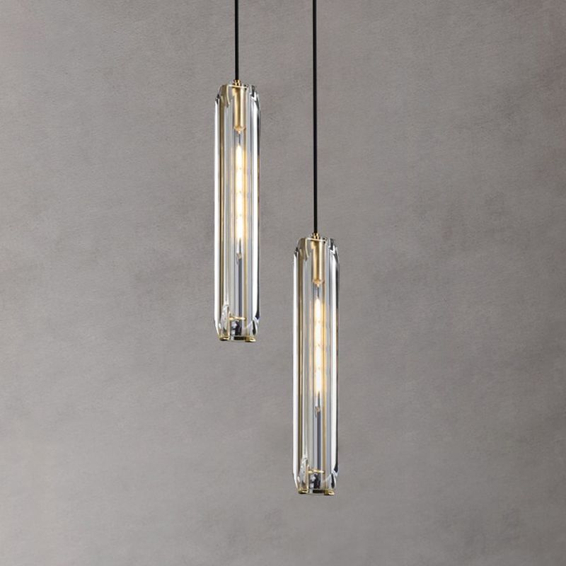Lampada sospesa interna creativa moderna Copper cilindrico a sospensione con tonalità cristallina