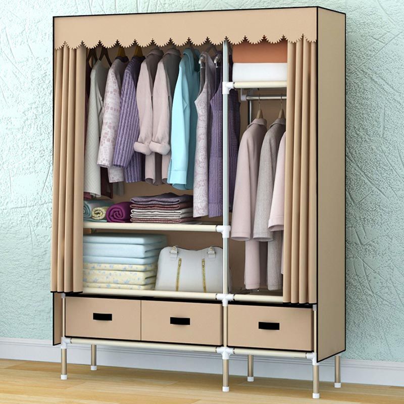 Contemporary Style Metal Wardrobe 1-Door Wardrobe Closet, 49.21" D x 17.72" W x 66.14" H