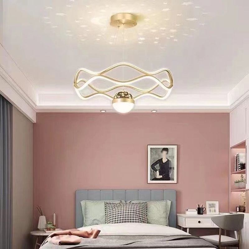 Nordic Linear Chandelier Metal 3 Lights Chandelier Pendant for Living Room