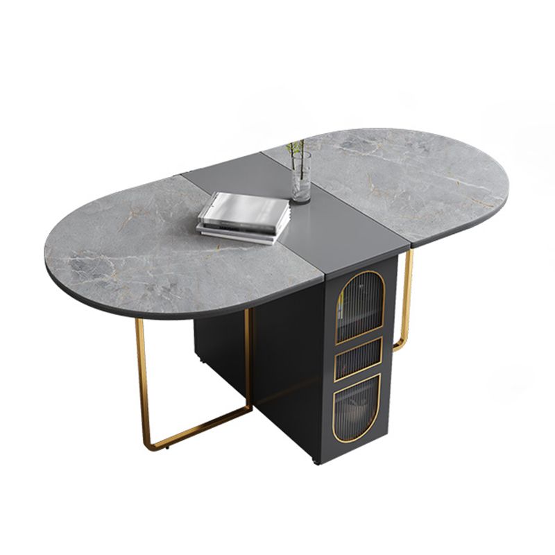 Mesa de comedor de piedra sinterizada moderna mesa de comedor ovalado de 59 "para uso en el hogar