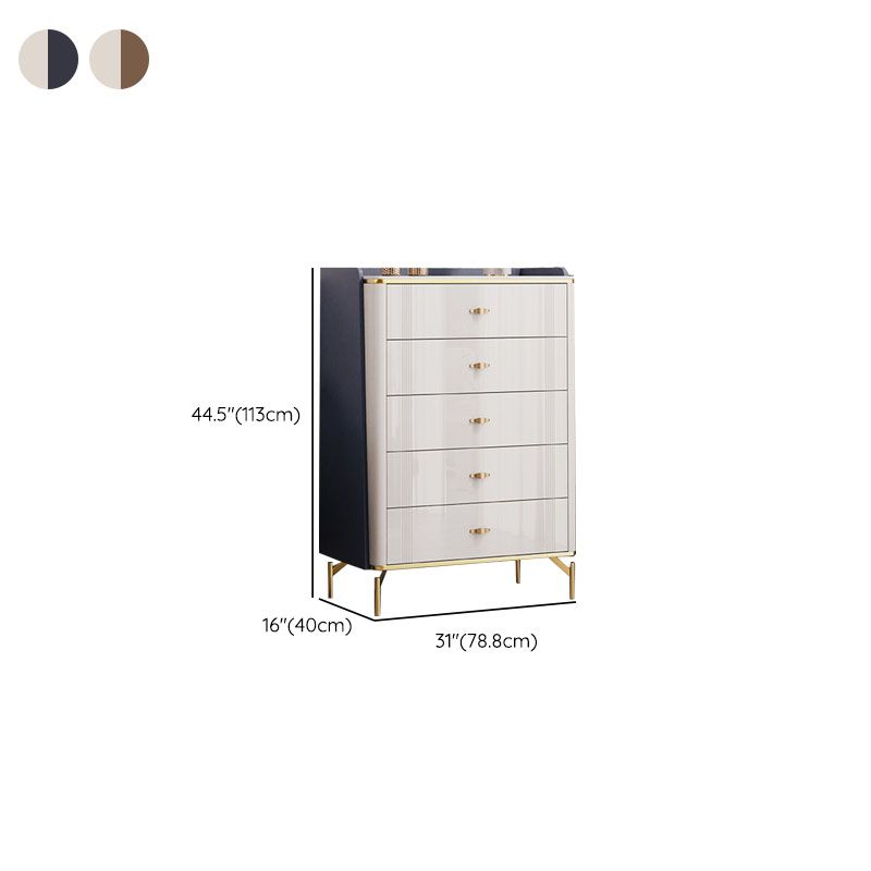 Glam Stone Storage Chest Bedroom Chest in White with Metal Legs
